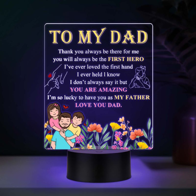 To My Dad UV Print 7 Color LED Night Lamp Fathers Day Gift Acrylic Light